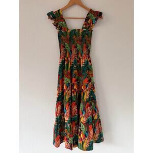 O.P.T NWT Calypso Lazy Afternoon Tropical Print Midi Dress Size Small
